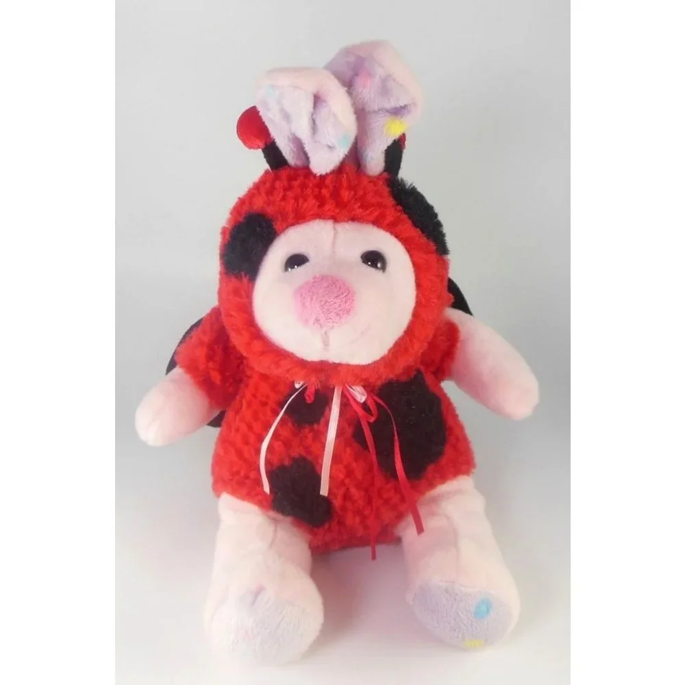 Pink Bunny in Ladybug Costume Plush 14" - Picture 1 of 8